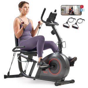 Sunny Health & Fitness Recumbent Bike with Bands