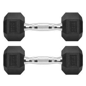 7.5 lb Rubber Coated Hex Dumbbells - Pair