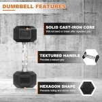 Fitvids 25 LB Rubber Coated Hex Dumbbells Pair
