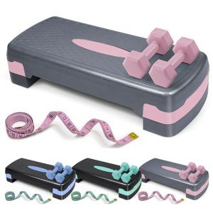 Adjustable Aerobic Stepper Set with Dumbbells