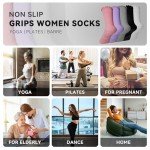 Non-Slip Pilates Yoga Socks for Women - 4 Pairs