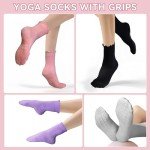 Non-Slip Pilates Yoga Socks for Women - 4 Pairs