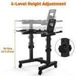 Adjustable Dumbbell Stand with Tablet Holder and Casters