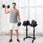 Adjustable Dumbbell Stand with Tablet Holder and Casters