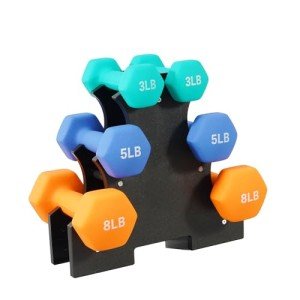 Neoprene Dumbbell Set with Rack, 3/5/8LB
