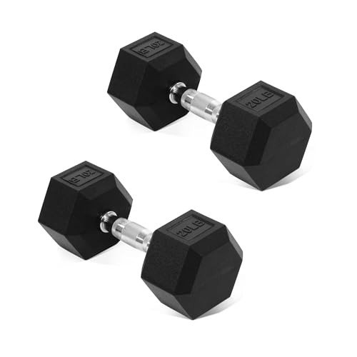 20 LB Rubber Coated Hex Dumbbell Pair