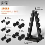 Fitvids 150lbs Dumbbell Set with Rack