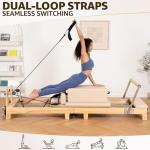 Foldable Oak Pilates Reformer Machine for Home Workouts