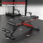 Fostoy 1200LBS Weight Bench Heavy-Duty Workout Bench for Home Gym Adjustable Bench Press with Headrest Incline Flat Decline Sit-up Bench Strength Training Bench for Full Body Workout