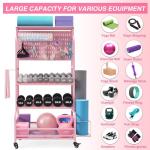 56'' Home Gym Storage Rack with Wheels and Hooks