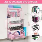 56'' Home Gym Storage Rack with Wheels and Hooks