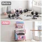 56'' Home Gym Storage Rack with Wheels and Hooks