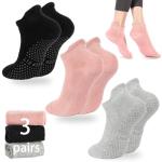 Non-Slip Pilates Socks for Women (Grey/Black/Pink)