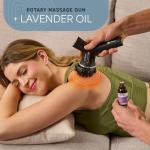 LifePro Spinergy Oil-Compatible Massage Gun - Deep Tissue Rotary Electric Handheld Back and Body Muscle Massager Gun with 4 Heads, 6 Speeds & Lavender Oil-Quiet Portable Tool for Men, Women, Athletes