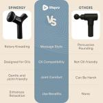 LifePro Spinergy Oil-Compatible Massage Gun - Deep Tissue Rotary Electric Handheld Back and Body Muscle Massager Gun with 4 Heads, 6 Speeds & Lavender Oil-Quiet Portable Tool for Men, Women, Athletes