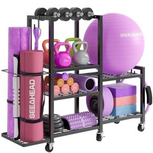 6-Tier Home Gym Storage Rack with Wheels
