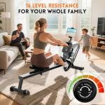 pooboo Magnetic Rowing Machine with LCD Monitor