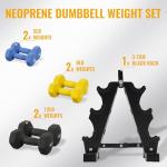 Neoprene Dumbbell Set with Rack - 50LB Total
