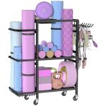 3-Tier Yoga Mat Storage Rack with Wheels