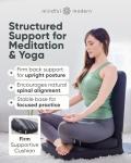 Mindful Modern Folding Pro Meditation Chair - Adjustable Meditation Seat with Back Support and Half Moon Buckwheat Meditation Cushion - Comfortable Mindfulness Living Room Floor Chair