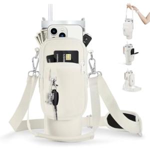 Insulated Water Bottle Carrier with Phone Pocket