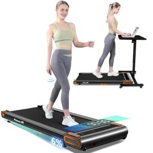 Walking Pad Treadmill, Under Desk Treadmill for Home and Office, Portable Treadmill with LED Display Remote Control, 2.5 HP Electric Treadmills 300 lbs Capacity (Black-Classic)