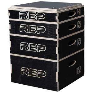 Stackable Wood Plyometric Box for Jump Training, Fitness and Conditioning 4", 6", 8", and 12" set