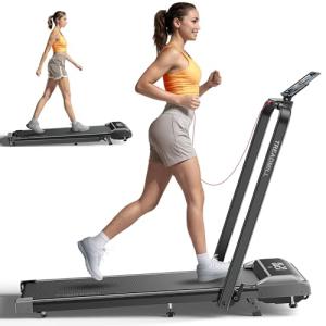Acezoe Walking Pad Treadmill with Incline and Handle Bar, 2 in 1 Folding Treadmills for Home Small Office, 300lbs Portable Compact Under Desk Treadmill with Remote Control, LED Display and Apps