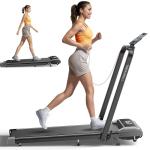 Acezoe Walking Pad Treadmill with Incline and Handle Bar, 2 in 1 Folding Treadmills for Home Small Office, 300lbs Portable Compact Under Desk Treadmill with Remote Control, LED Display and Apps