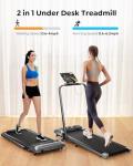 Acezoe Walking Pad Treadmill with Incline and Handle Bar, 2 in 1 Folding Treadmills for Home Small Office, 300lbs Portable Compact Under Desk Treadmill with Remote Control, LED Display and Apps