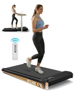Walking Pad Treadmill with Incline Under Desk Treadmill 2.5 HP Portable Walking Pad 2 in 1 for Walking and Jogging, Under Desk Treadmill for Home Office with Remote Control.