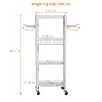 FUTASSI S1 Home Gym Storage, 3-Tier Workout Equipment Organizer with Wheels for Yoga Mats, Foam Roller, Dumbbells, Kettlebells, and Resistance Bands, 47.4" H x 27.5" W x 11.8" D, White