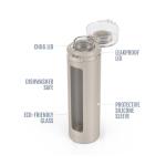 Ello Syndicate 20oz Reusable Glass Water Bottle with One-Touch Leak Proof Flip Lid, Protective Non-Slip Silicone Sleeve, Carry Loop for Coffee, Tea and Water, BPA-free, Dishwasher Safe, Sand