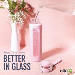 Ello Syndicate 20oz Reusable Glass Water Bottle with One-Touch Leak Proof Flip Lid, Protective Non-Slip Silicone Sleeve, Carry Loop for Coffee, Tea and Water, BPA-free, Dishwasher Safe, Sand