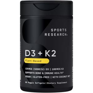Vegan Vitamin D3 K2 with Coconut Oil – 60 Softgels