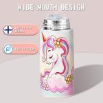 Kids Insulated Water Bottle with Covered Pop-Up Straw,16oz Kids Cups with Stainless Steel Leak Proof for School Boys Girls（4-Princess）