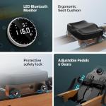 PASYOU Oak Wood Water Rowing Machine - Foldable, Bluetooth