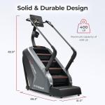 Sunny Health & Fitness Premium High-Intensity Stepper Stair Climber, Commercial Grade Stepmill Exercise Machine, 25 Levels of EMS, Free SunnyFit App Bluetooth Connection 400LB Capacity - SF-X7300