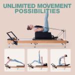 Pilates Reformer Pro, Studio Grade Foldable Pilates Machine Bundle with Reformer Box, Padded Jump Board for Gym Workout and Home Use（Black）