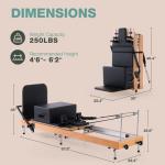 Pilates Reformer Pro, Studio Grade Foldable Pilates Machine Bundle with Reformer Box, Padded Jump Board for Gym Workout and Home Use（Black）