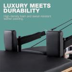 Pilates Reformer Pro, Studio Grade Foldable Pilates Machine Bundle with Reformer Box, Padded Jump Board for Gym Workout and Home Use（Black）