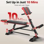 FLYBIRD 3 in 1 Workout Bench, Roman Chair, Weight Bench and Sit Up Bench for Hyper Back Extension and Full Body Workout with Handle, Abdomen core and Comprehensive Glute Training, Easy Moving wilth Wheels Home Gym Equipment