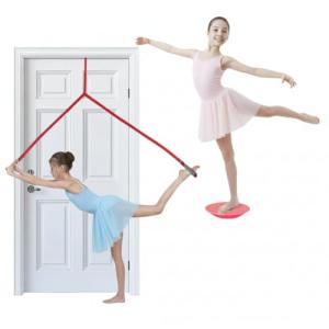 Leg Stretching Strap and Ballet Balance Board, 2 Pc. Set, Stretching, Disc Core Trainer and Flexibility Equipment for Dance, Gymnastics, Cheer or Figure Skating, Portable