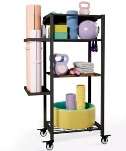 3-Tier Yoga Mat Storage Rack with Wheels