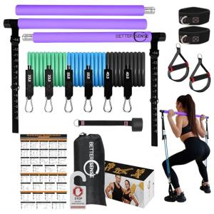 Adjustable Pilates Bar Kit with Resistance Bands