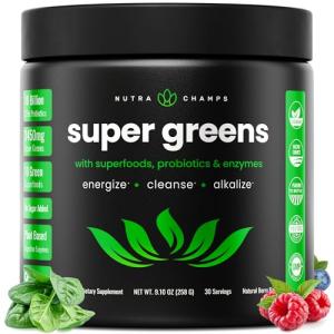 NutraChamps Super Greens Powder with Berry Flavor