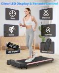 Walking Pad Treadmill with Incline, 4 in 1 Under Desk Treadmills for Home Office, 2.5HP Low Noise 265LB Capacity Portable Treadmill with Remote Control for Walking Jogging Running (Pink)