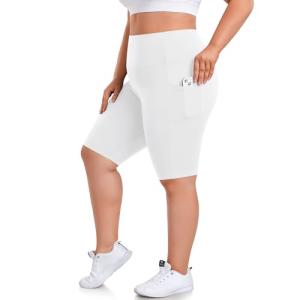 High Waisted Plus Size Biker Shorts with Pockets