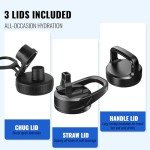 Insulated 32oz Water Bottle with Straw – Indigo Black