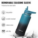 Insulated 32oz Water Bottle with Straw – Indigo Black